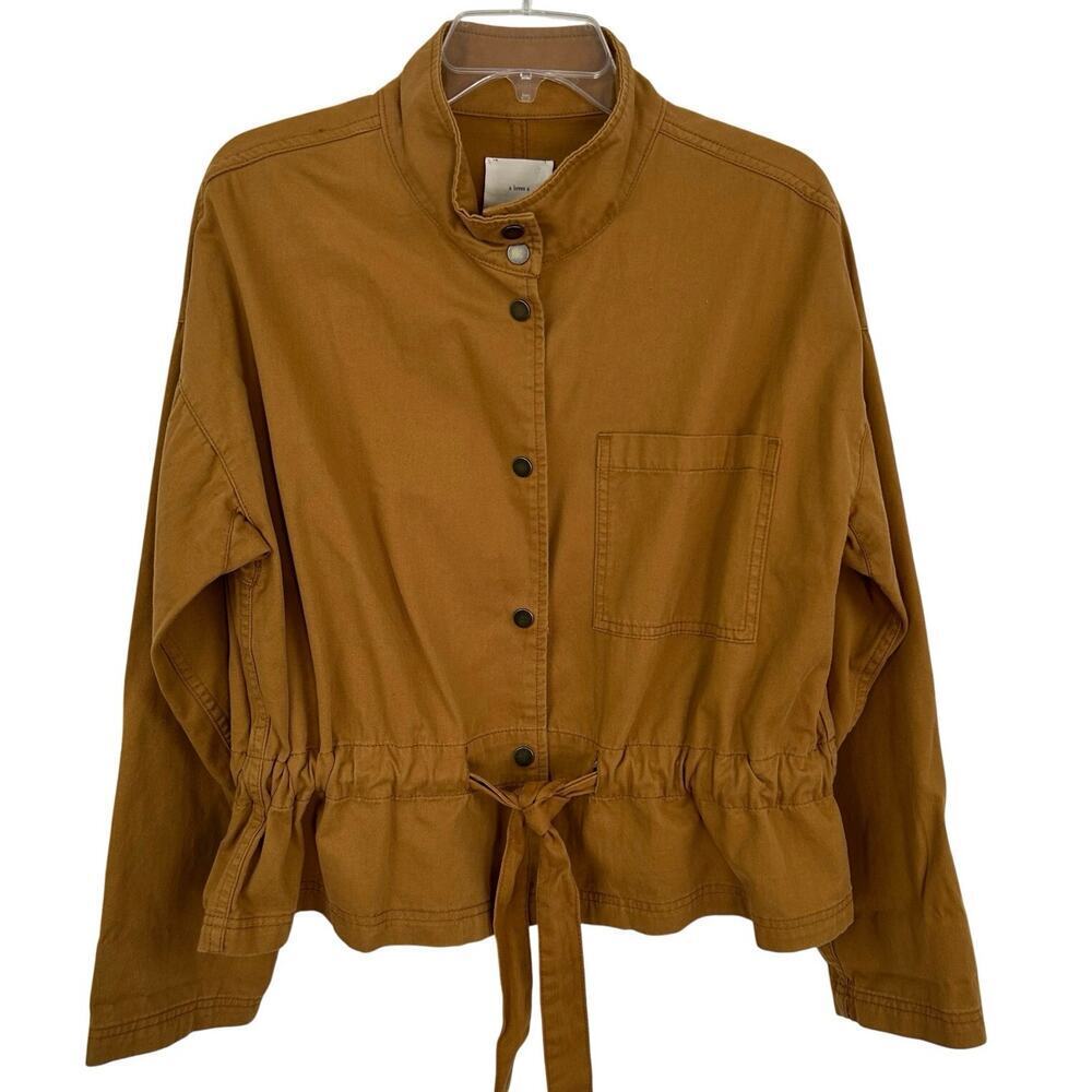 A Loves A Cropped Utility Jacket Brown Drawstring Waist Lightweight Size M